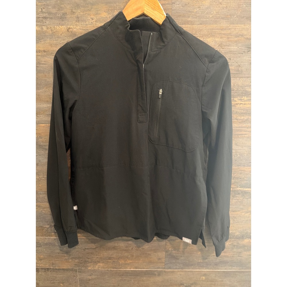 FIGS Technical Collection Black Quarter Zip Scrub Jacket  XS W21SW1062 PO2116